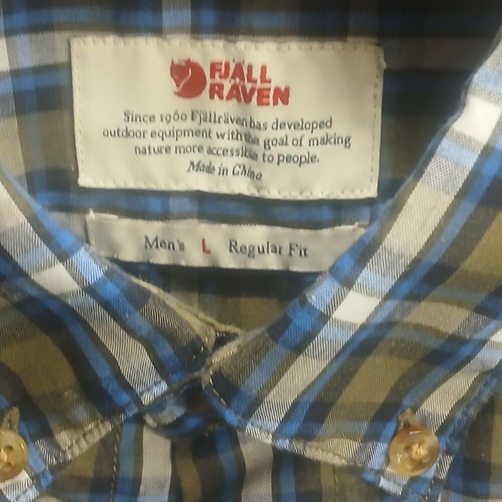 Fjall Raven Mens Shirt Ovik Short Sleeve Cotton Flannel L Workwear Regular Fit